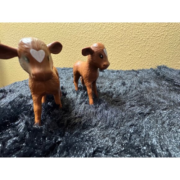 Barbie Sweet Orchard Farm  Brown Cow Calf Figurines Set Of 2 - Picture 4 of 5